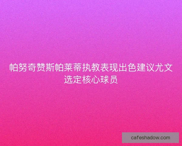 帕努奇赞斯帕莱蒂执教表现出色建议尤文选定核心球员 帕努奇赞斯帕莱蒂执教表现出色建议尤文选定核心球员