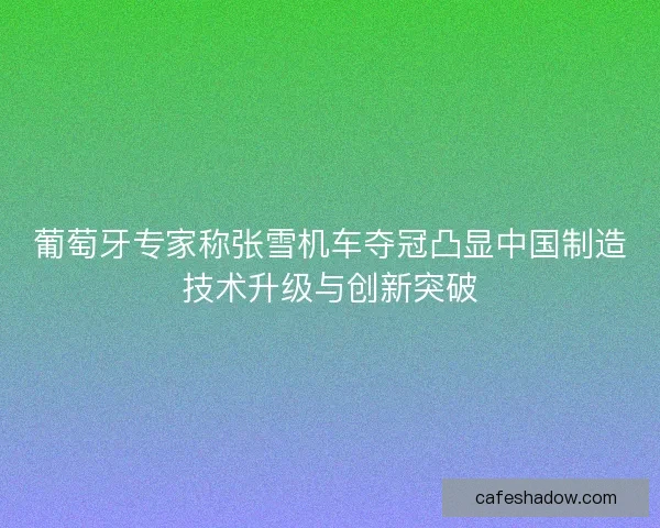 葡萄牙专家称张雪机车夺冠凸显中国制造技术升级与创新突破 葡萄牙专家称张雪机车夺冠凸显中国制造技术升级与创新突破